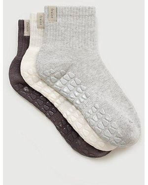 Fraise Quarter Crew Grip Socks (Set Of 3) - White