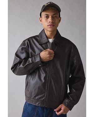 BDG Faux Leather Zip Jacket - Gray