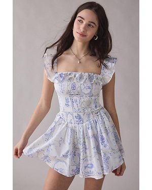 Kimchi Blue Clementine Smocked Ruffle Romper - Purple