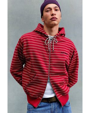 No Problemo Mini Stripe Zip-through Hoodie - Red