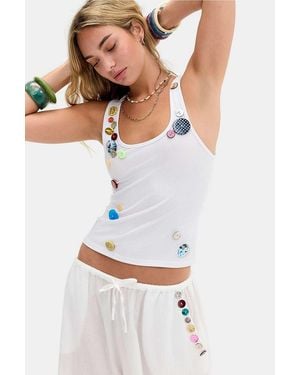 Jaded London Serolyn Button Vest Top Jacket - White