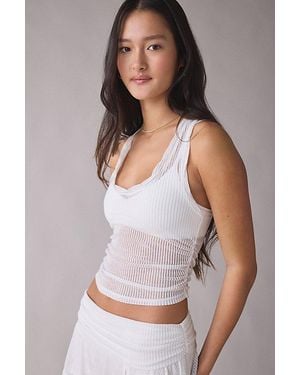 Out From Under Free Spirit Sheer Ribbed Cropped Tank Top - White