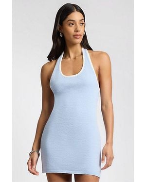 Onia Cotton Boucle Mini Halter Dress - Blue