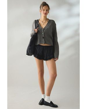 Kimchi Blue Sedona Lace Trim Ruffle Micro Shorts - Black