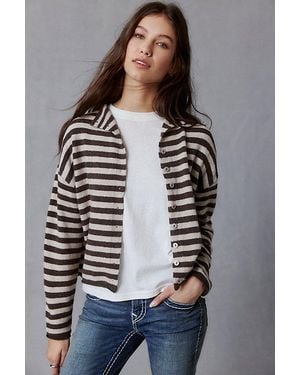BDG Kelly So Soft Rolled Neck Cardigan - Gray