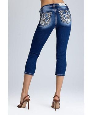 Miss Me Ellora Fleur Capri Jeans - Blue