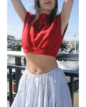 Arc Vintage Reworked Cropped Muscle Sweatshirt - Red