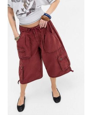BDG Diego Crop Cargo Trousers - Red