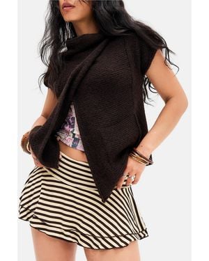 Urban Outfitters Uo Belle Stripe Mini Skirt - Black