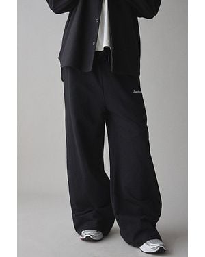 Standard Cloth Relaxed Fit Open Hem Wide Leg Sweatpant - Black