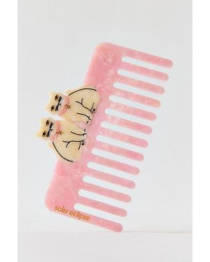 Solar Eclipse Hand-Painted Pocket Hair Comb - Pink