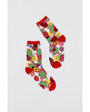Sock Candy Lucky Ladybug Sheer Sock - Red