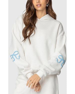 Edikted Bonney Bow Detail Hoodie Sweatshirt - White