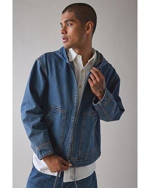 BDG Flint Zip Front Hooded Denim Jacket - Blue