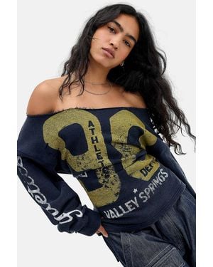 BDG Stamp Lace-up Sweatshirt - Blue