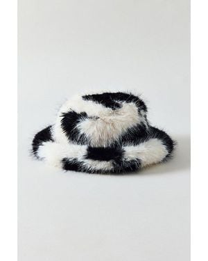 Urban Outfitters Fluffy Faux Fur Bucket Hat - Blue