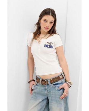BDG Appliqué Henley T-shirt - White