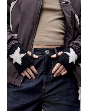 Urban Outfitters Uo Star Chunky Knit Fingerless Gloves - Grey