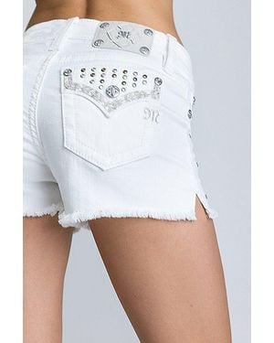 Miss Me Elara Studded Shorts - White
