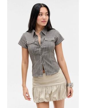 Silence + Noise Silence + Noise Polly Bengaline Shirt - Grey