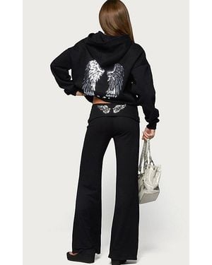 Edikted Angel Energy Sequin Foldover Pants - Black