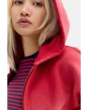BDG Sunbleached Zip-through Hoodie - Red