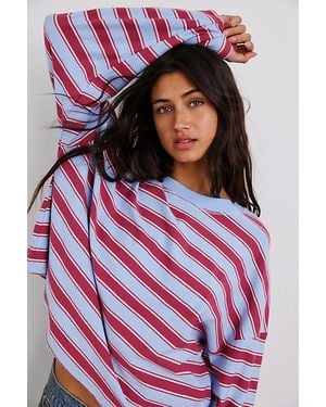 BDG Boxy Long Sleeve Spill The Tee - Red
