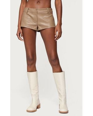 Edikted Melaney Faux Leather Micro Shorts - Natural