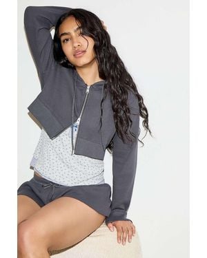 Out From Under So Fetch Zip-through Crop Hoodie - Grey