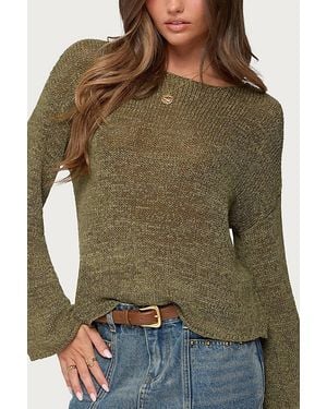 Edikted Drop Shoulder Light Knit Sweater - Green