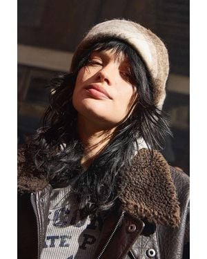 Urban Outfitters Uo Check Brushed Pillbox Hat - Black