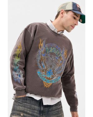 Urban Outfitters Uo Brown Grunge Flame Sweatshirt - Grey