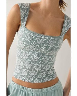 Out From Under Romy Jacquard Seamless Cap Sleeve Top - Gray