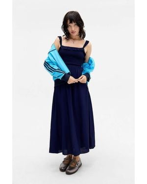 Urban Outfitters Uo Selene Ruffle Midi Dress - Blue