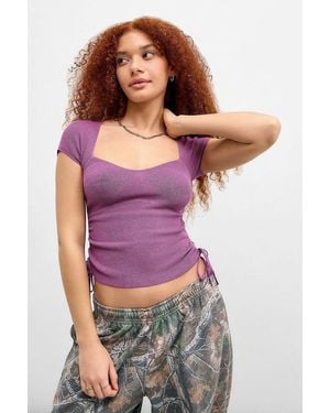 Urban Outfitters Uo Cap Sleeve Drawcord Top - Purple