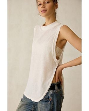 BDG Mirage Side-Split Tunic Tank Top - Natural
