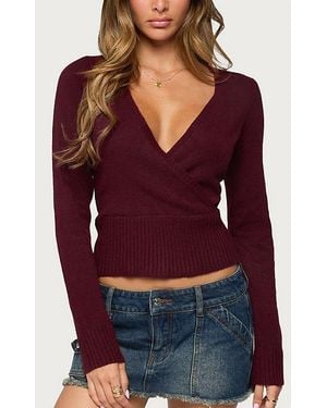 Edikted Dezi Long Sleeve Knit Top - Red
