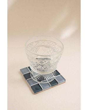 Subtle Studios Checkered Glass Tile Coaster - Natural