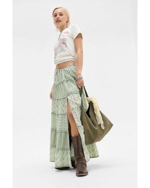 Kimchi Blue Sadie Tiered Broderie Maxi Skirt - Green