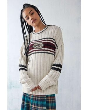 BDG Striped Knit Boyfriend Jumper - Grey