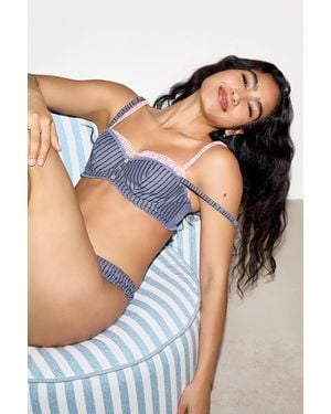 Out From Under Pinstripe Underwire Bra - Blue