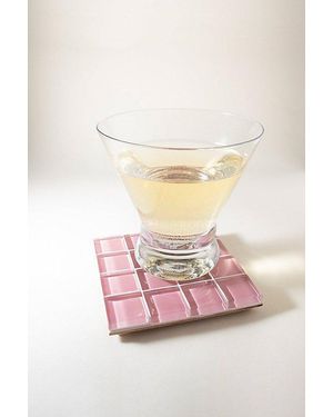 Subtle Studios Solid Glass Tile Coaster - Pink