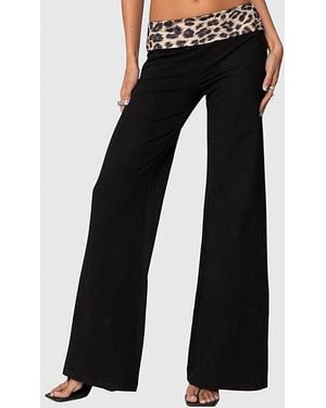 Edikted Waistband Fold Over Pants - Black