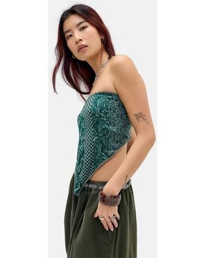 Urban Outfitters Uo Scarf Print Bandeau Top - Blue