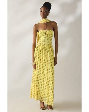 AFRM Rori Scarf Detail Strapless Maxi Dress - Metallic