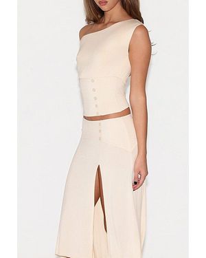 Tiger Mist Alyssa Asymmetric Off-The-Shoulder Top - Natural