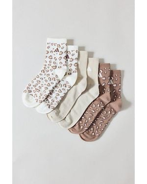 adidas Leopard Luxe High Quarter Crew Socks 3-Pack - White
