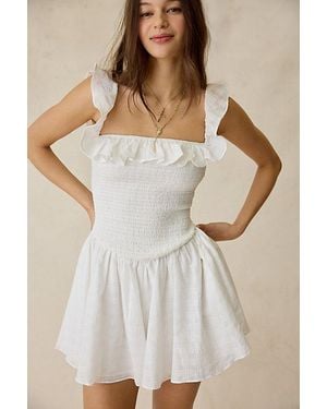 Kimchi Blue Clementine Smocked Ruffle Romper - White