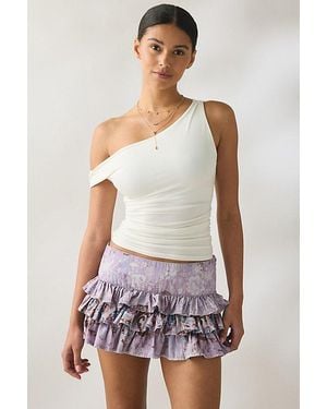 Kimchi Blue Painted Blooms Ruffle Mini Skirt - White