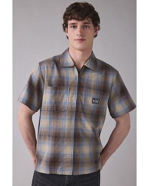 Loser Machine Plaid Zip-Up Shirt Top - Gray